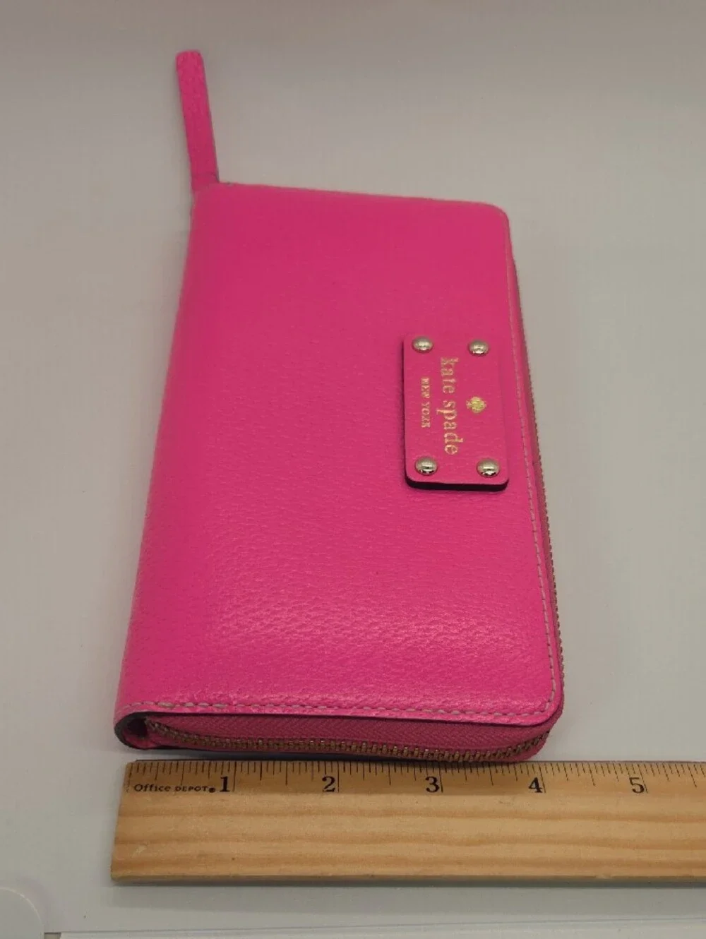 kate spade Hot Pink Zip-Around Continental Leather Wallet